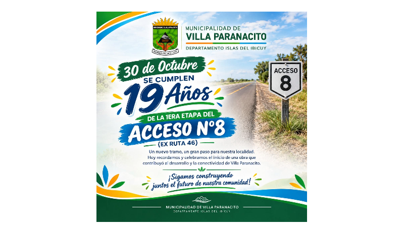 19 AÑOS DE LA PRIMERA ETAPA DEL ACCESO N.º 8 (EX RUTA 46)